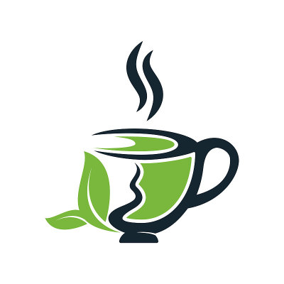新鲜的绿茶标志设计模板。