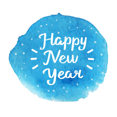 新年快乐。手绘笔刷刻字。设计字体:海报、请柬、卡片等。矢量插图。