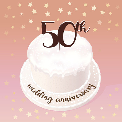 50年婚礼或婚姻矢量图标，插图