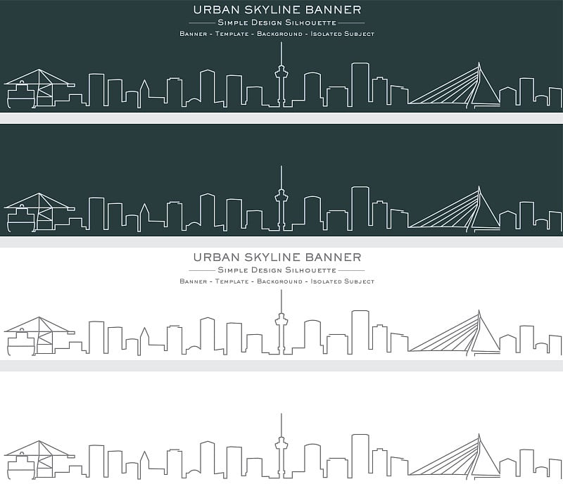 鹿特丹单线天际线横幅