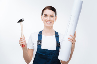 迷人的女工人建设新与hamme