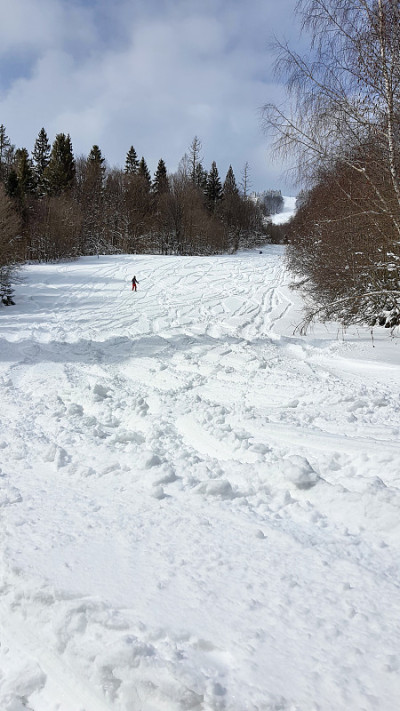 男子滑雪者在滑雪场