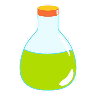 Light green isolated magic potion bottle. Hallowee