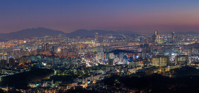 韩国首尔城市全景和市中心天际线