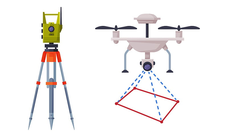 基于三脚架和直升机矢量集的视距仪地质仪器和工具