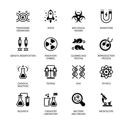 生物化学和遗传学象形文字图标