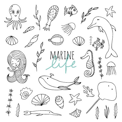 海洋生物向量集。