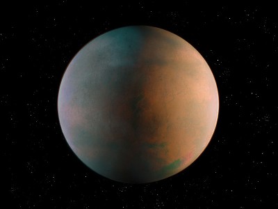 黄色的类地行星。太空深处美丽的外星球。