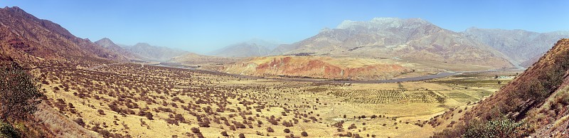 Panj河、帕米尔山脉和帕米尔公路。
