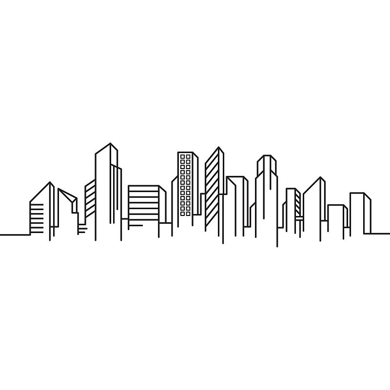 城市建筑线条艺术矢量插图模板