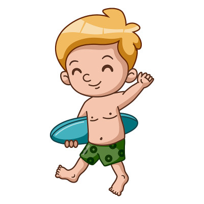 可爱的小男孩卡通冲浪板