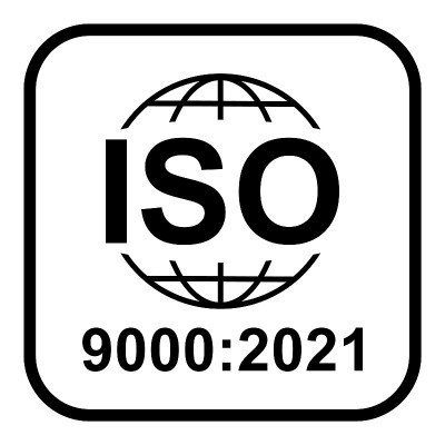 Iso 9000:2021图标。标准质量的象征。矢量按钮标志孤立在白色背景