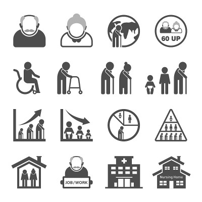 Older person icon set - Aging Society,