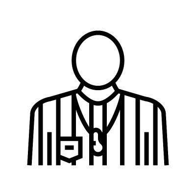 仲裁人裁判或裁判足球线图标矢量插图