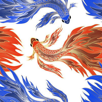无缝图案与鱼。