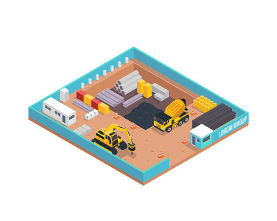 现代等距建筑工地发展插图