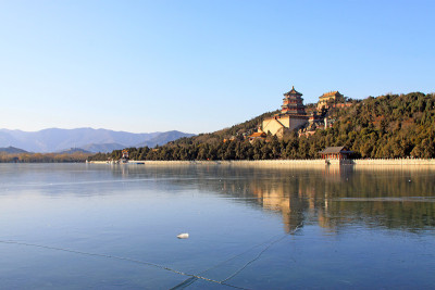 佛香塔，冰湖昆明湖
