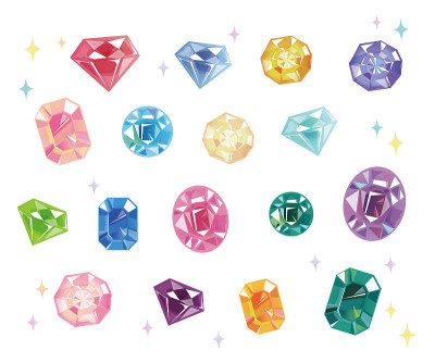 Illustration set of various beautiful gems.