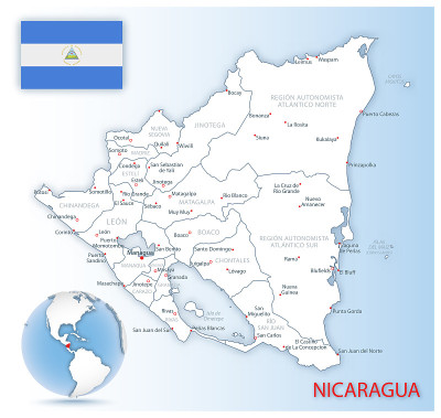Detailed Nicaragua administrative map with country