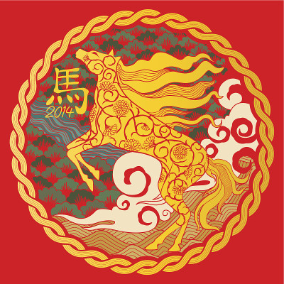 以红色为背景的马年