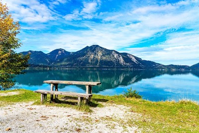 Walchensee。阿尔卑斯山脉。巴伐利亚,德国