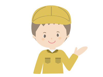 一个穿着工作服的男人微笑着给我引路