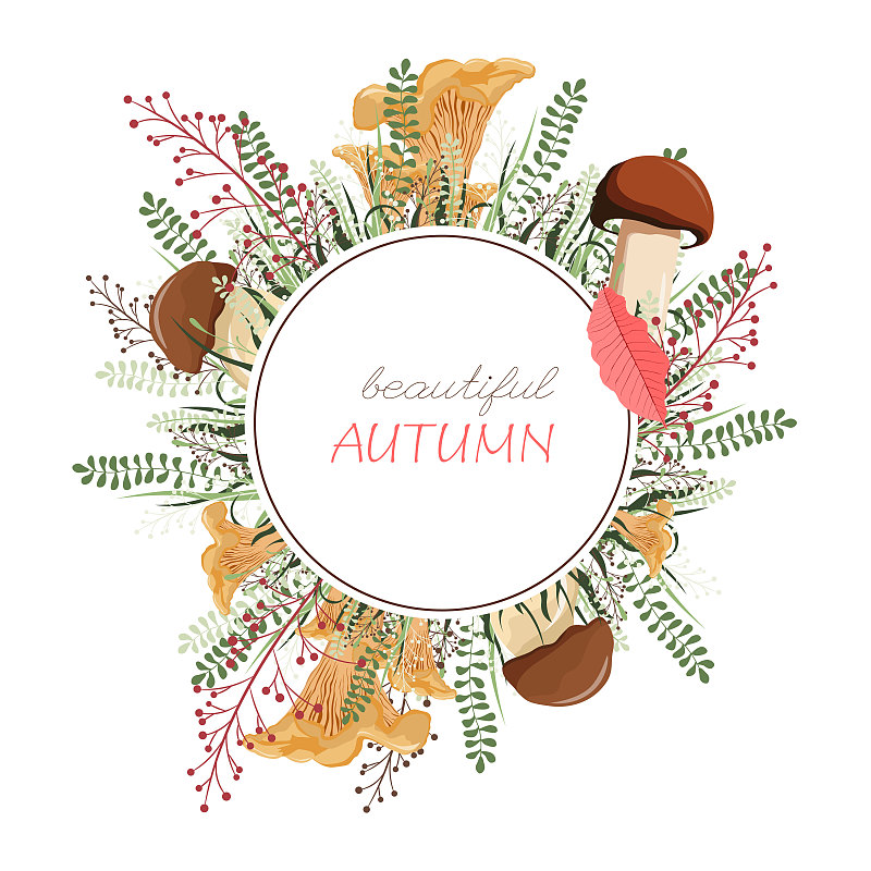 Floral circle background. Raster round autumn illu