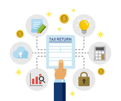 Tax return, submit tax document, tax form /cartoon