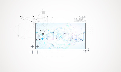 艺术科学模板，壁纸或带有DNA分子的横幅。