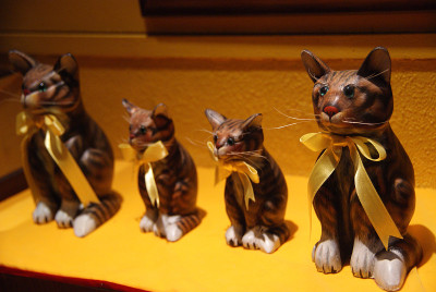 猫娃娃排成一列