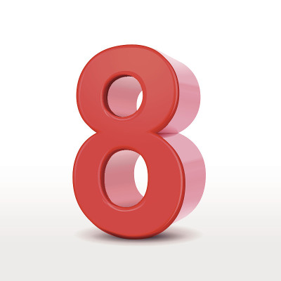 红色3d数字8