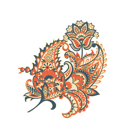 佩斯利矢量模式。孤立的亚洲插图