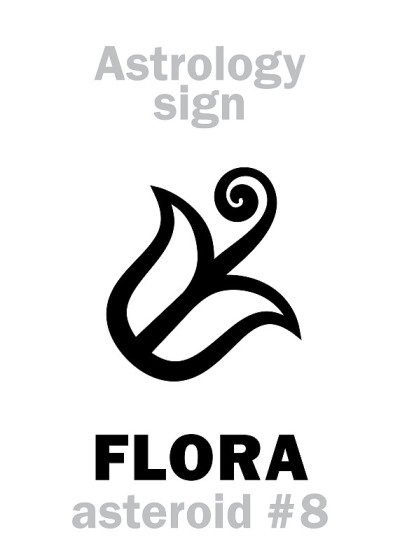 星相字母表:FLORA，小行星#8。象形文字符号(单符号)。