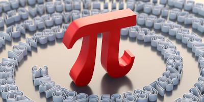 圆周率符号和数字。希腊字母，数学符号和十进制序列。三维演示