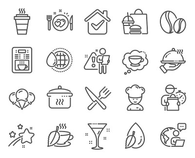 Food and drink icons set. Included icon as Cooking