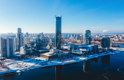 叶卡捷琳堡市中心的俯视图。从以上观点。俄罗斯