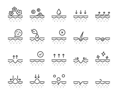 set of skin icons, such as facial, alovera, gel, m