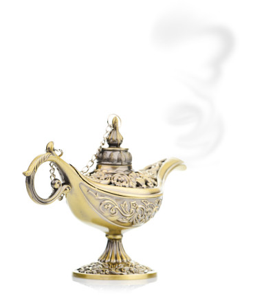 阿拉丁神灯孤立在白茫茫之中