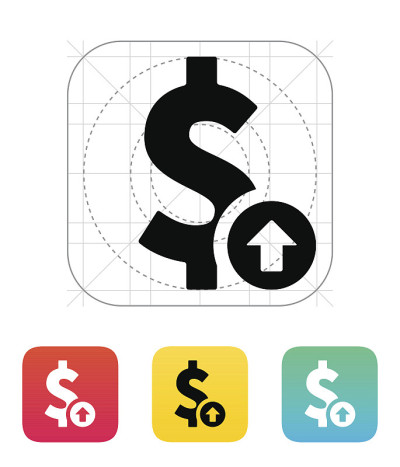 Dollar exchange rate up icon.