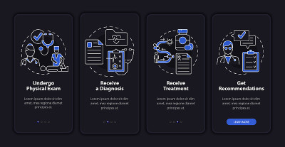 PT过程黑暗的上车移动应用程序页面屏幕