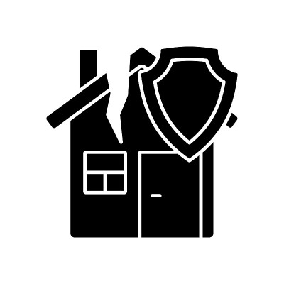 地震房屋保险黑色字形图标