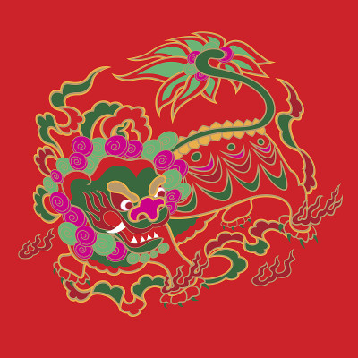 中国绣花狮子纹