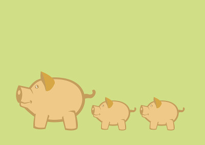 猪和小猪矢量插图
