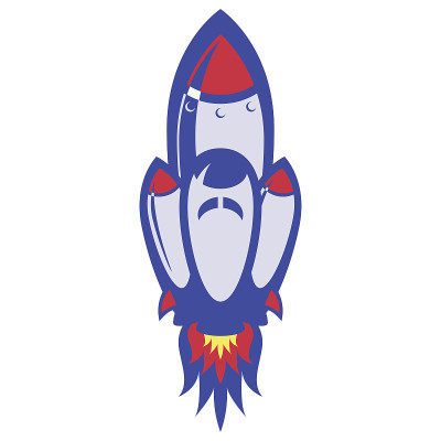 宇宙飞船在白色背景中起飞