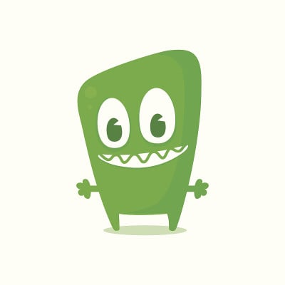 快乐的绿色怪物，矢量插图