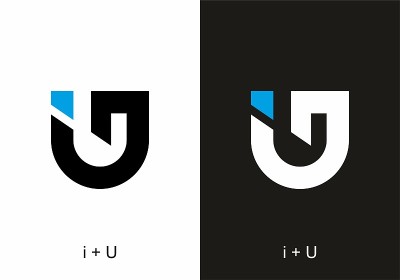 黑色白色蓝色iu初始字母设计