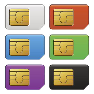 Sim卡颜色设置。矢量图
