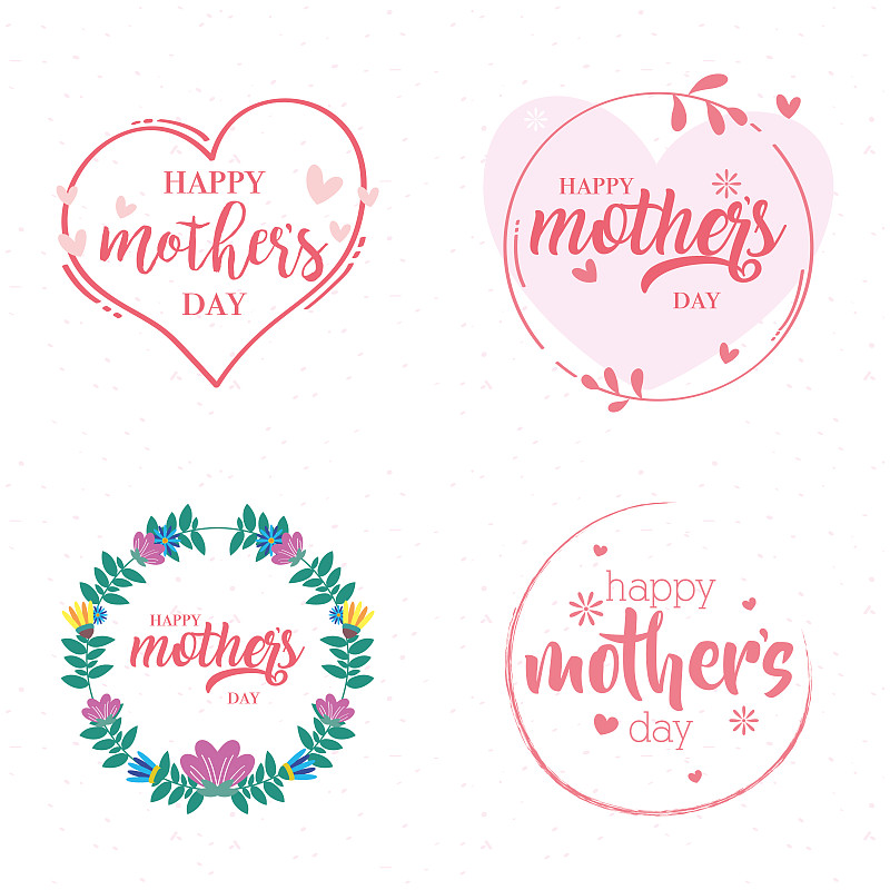 happy mothers day card with flowers set frames