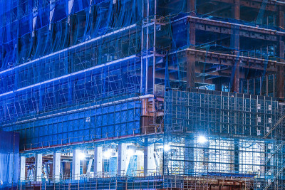 一幢办公楼的建筑工地(横滨港人未来井)