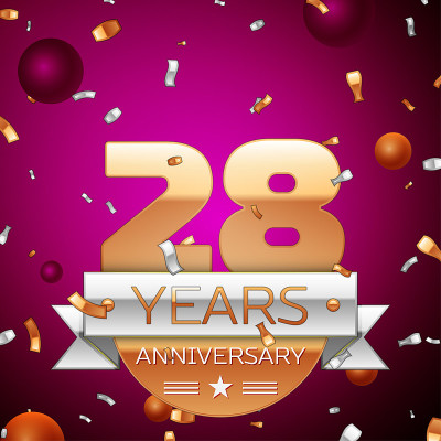 Realistic Twenty eight 28 Years Anniversary Celebr